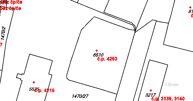 Jablonec nad Nisou 4263 na parcele st. 6510 v KÚ Jablonec nad Nisou, Katastrální mapa