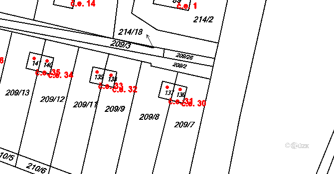 Rašovice 31, Týniště nad Orlicí na parcele st. 137 v KÚ Rašovice u Týniště nad Orlicí, Katastrální mapa