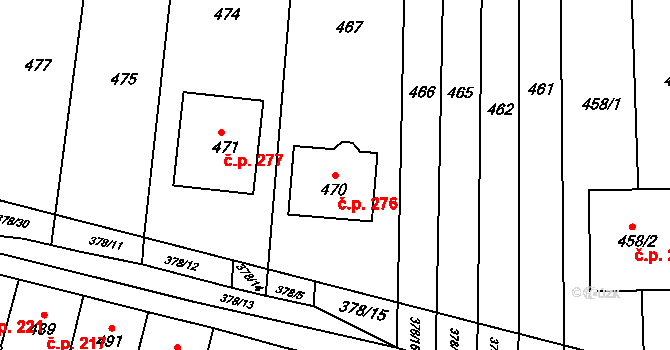 Silůvky 276 na parcele st. 470 v KÚ Silůvky, Katastrální mapa
