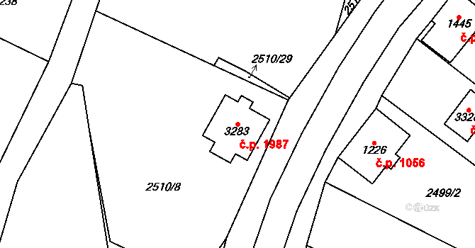 Kraslice 1987 na parcele st. 3283 v KÚ Kraslice, Katastrální mapa