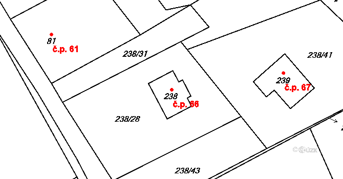 Veleboř 66, Klopina na parcele st. 238 v KÚ Veleboř, Katastrální mapa