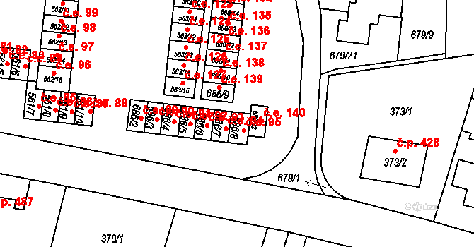 Stochov 95 na parcele st. 686/8 v KÚ Stochov, Katastrální mapa