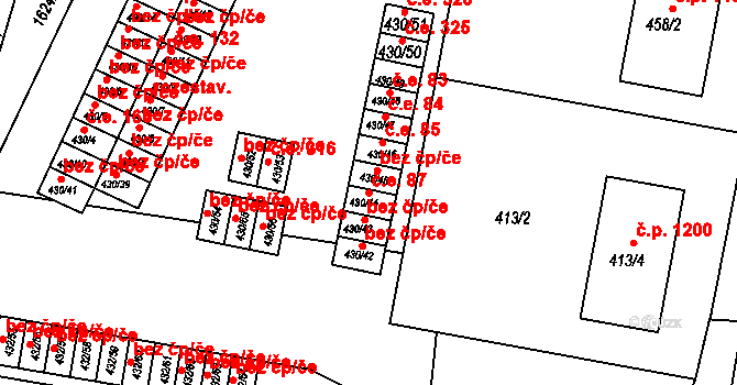 Brumov 87, Brumov-Bylnice na parcele st. 430/44 v KÚ Brumov, Katastrální mapa