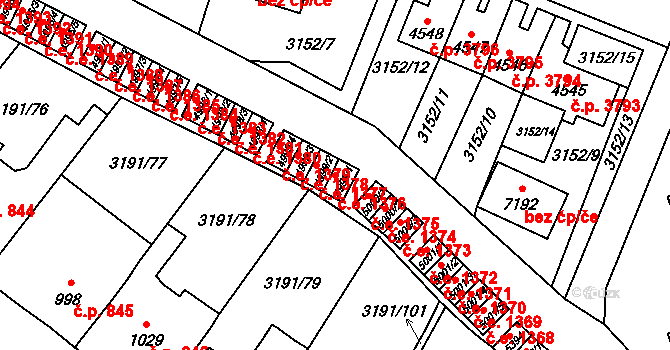 Zlín 1376 na parcele st. 4999/1 v KÚ Zlín, Katastrální mapa