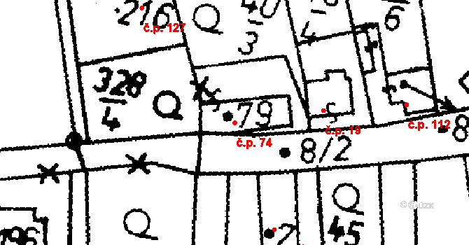Heřmaň 74 na parcele st. 79 v KÚ Heřmaň, Katastrální mapa