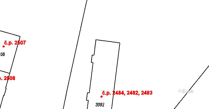 Zábřeh 2482,2483,2484, Ostrava na parcele st. 3092 v KÚ Zábřeh nad Odrou, Katastrální mapa