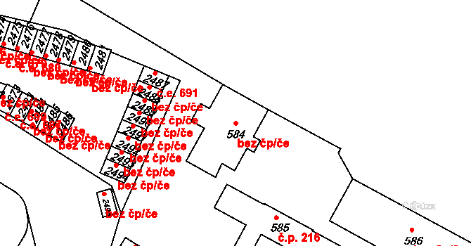 Rakovník 38604931 na parcele st. 584 v KÚ Rakovník, Katastrální mapa