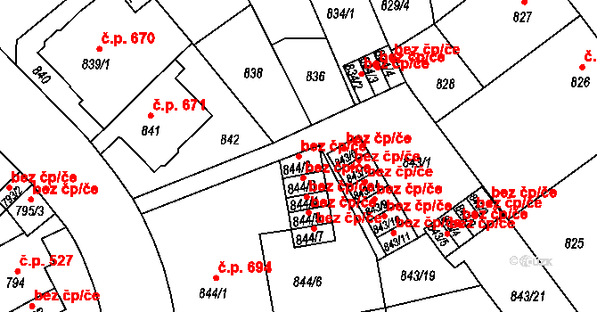 Ústí nad Labem 38847931 na parcele st. 844/2 v KÚ Klíše, Katastrální mapa