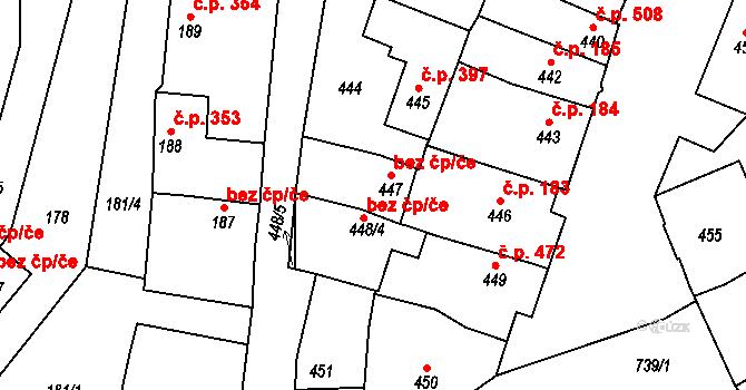 Dubňany 38876931 na parcele st. 447 v KÚ Dubňany, Katastrální mapa