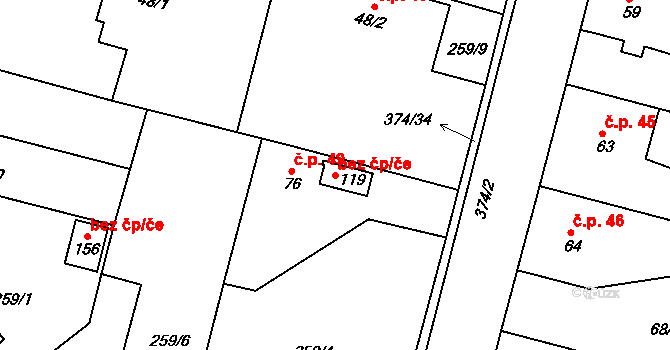 Klatovy 39191931 na parcele st. 119 v KÚ Tajanov u Tupadel, Katastrální mapa