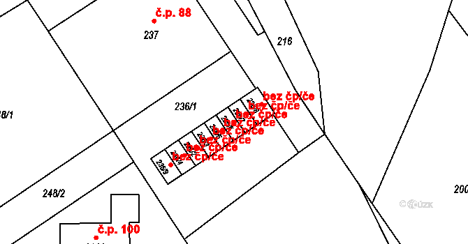 Dačice 40987931 na parcele st. 236/6 v KÚ Dačice, Katastrální mapa