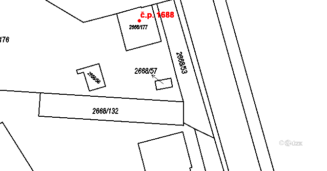 Praha 41852931 na parcele st. 2668/57 v KÚ Kyje, Katastrální mapa