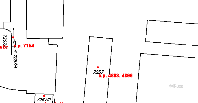 Zlín 4898,4899 na parcele st. 7257 v KÚ Zlín, Katastrální mapa