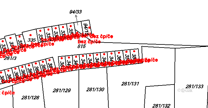 Loučovice 42642931 na parcele st. 345 v KÚ Loučovice, Katastrální mapa