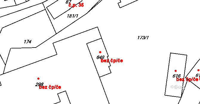Držkov 44198931 na parcele st. 648 v KÚ Držkov, Katastrální mapa