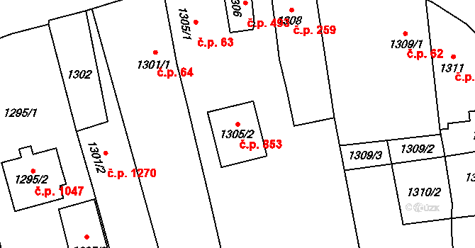 Kylešovice 853, Opava na parcele st. 1305/2 v KÚ Kylešovice, Katastrální mapa