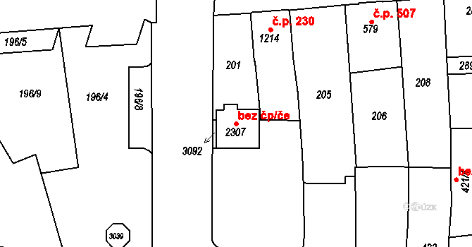 Choceň 45483931 na parcele st. 2307 v KÚ Choceň, Katastrální mapa