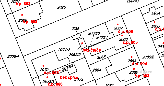 Holešov 47572931 na parcele st. 2068/2 v KÚ Holešov, Katastrální mapa