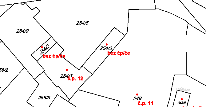 Praha 47954931 na parcele st. 254/3 v KÚ Satalice, Katastrální mapa