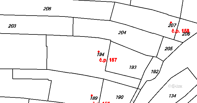 Nivnice 157 na parcele st. 194 v KÚ Nivnice, Katastrální mapa