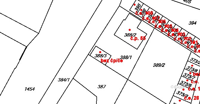 Rumburk 48839931 na parcele st. 388/3 v KÚ Horní Jindřichov, Katastrální mapa