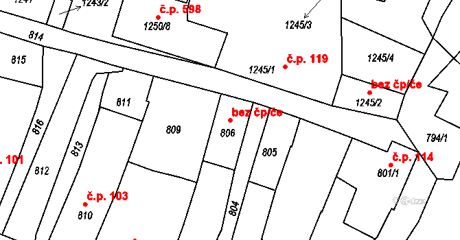 Kamenice nad Lipou 49102931 na parcele st. 806 v KÚ Kamenice nad Lipou, Katastrální mapa