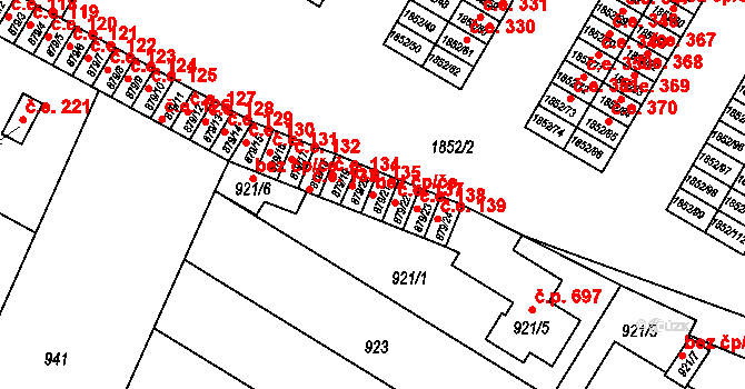 Hrušovany u Brna 49652931 na parcele st. 879/21 v KÚ Hrušovany u Brna, Katastrální mapa