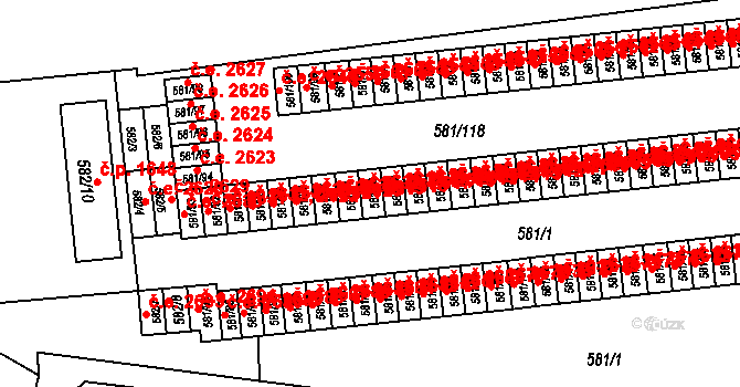 Bludovice 2638, Havířov na parcele st. 581/60 v KÚ Bludovice, Katastrální mapa