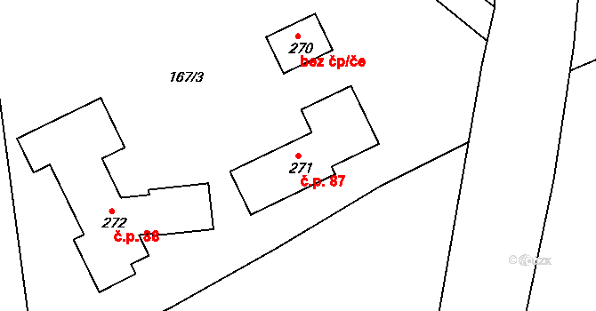 Štěnkov 87, Třebechovice pod Orebem na parcele st. 271 v KÚ Štěnkov, Katastrální mapa