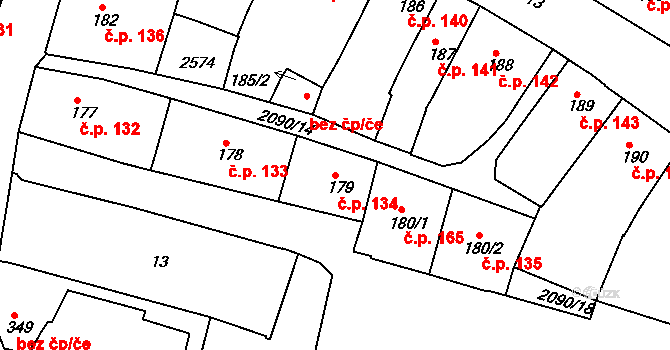 Vnitřní Město 134, Písek na parcele st. 179 v KÚ Písek, Katastrální mapa