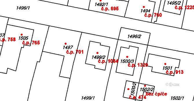 Nýřany 1084 na parcele st. 1499/2 v KÚ Nýřany, Katastrální mapa