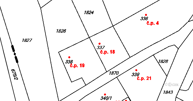 Králka 18, Oleška na parcele st. 337/1 v KÚ Oleška, Katastrální mapa