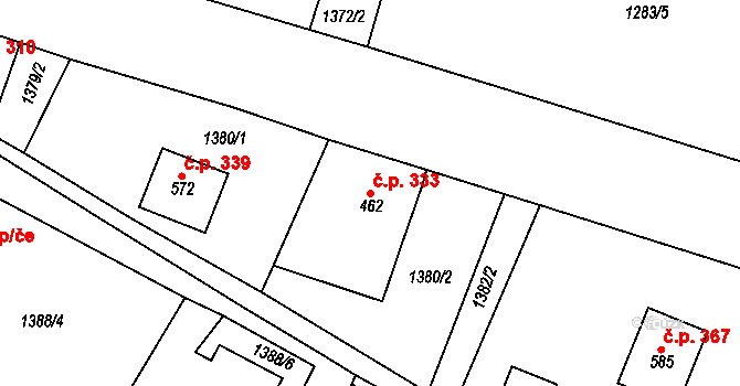 Lipová 333 na parcele st. 462 v KÚ Lipová u Šluknova, Katastrální mapa