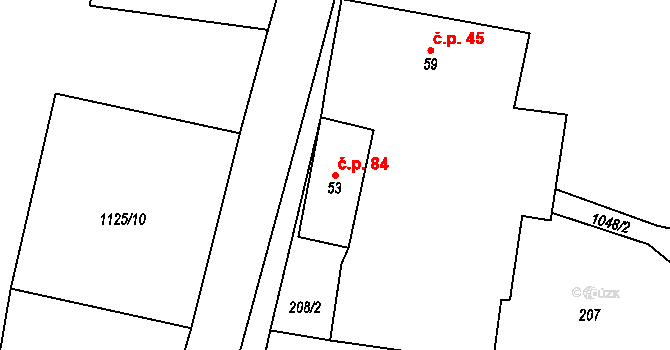 Velká Ves 84, Broumov na parcele st. 53 v KÚ Velká Ves u Broumova, Katastrální mapa