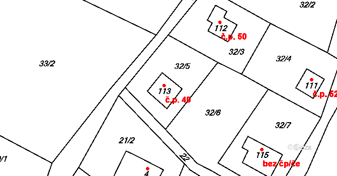 Janovičky 49, Heřmánkovice na parcele st. 113 v KÚ Janovičky u Broumova, Katastrální mapa