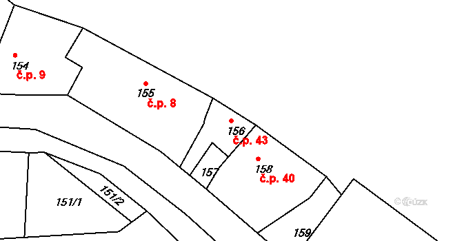 Sychotín 43, Kunštát na parcele st. 156 v KÚ Sychotín, Katastrální mapa