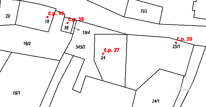 Svárov 27, Velké Opatovice na parcele st. 24 v KÚ Svárov u Velkých Opatovic, Katastrální mapa