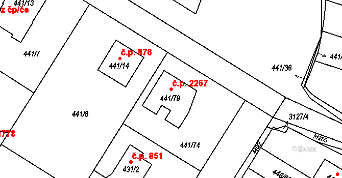 Bolevec 2267, Plzeň na parcele st. 441/79 v KÚ Bolevec, Katastrální mapa