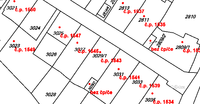 Zábřeh 1543 na parcele st. 3029/1 v KÚ Zábřeh na Moravě, Katastrální mapa