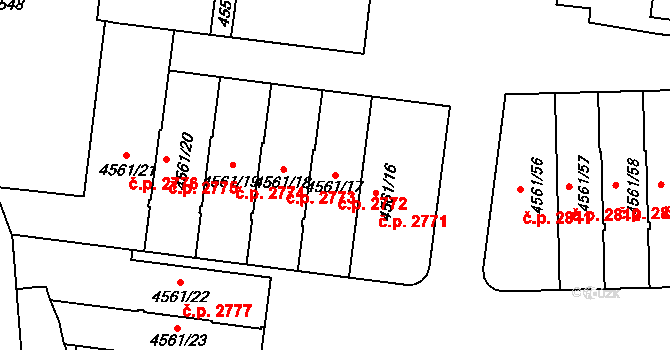 Dejvice 2772, Praha na parcele st. 4561/17 v KÚ Dejvice, Katastrální mapa