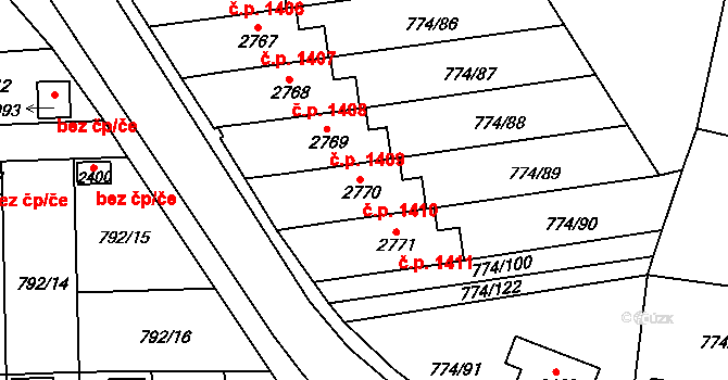 Humpolec 1410 na parcele st. 2770 v KÚ Humpolec, Katastrální mapa