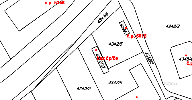 Chomutov 95339931 na parcele st. 4342/12 v KÚ Chomutov I, Katastrální mapa