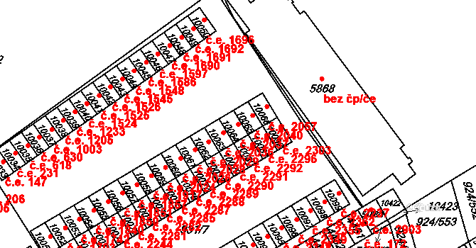 Hodonín 2037 na parcele st. 10064 v KÚ Hodonín, Katastrální mapa