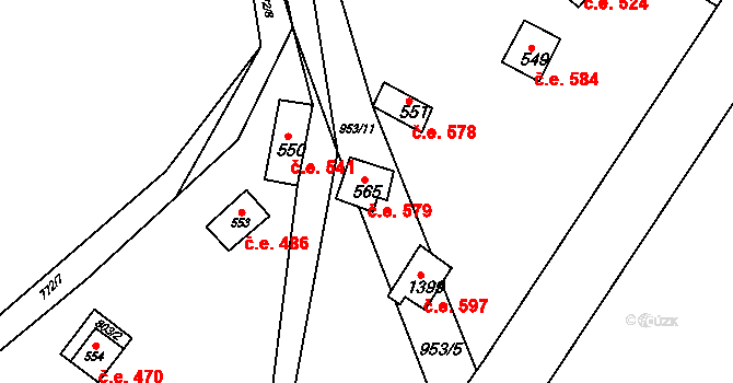 Šťáhlavy 579 na parcele st. 565 v KÚ Šťáhlavy, Katastrální mapa