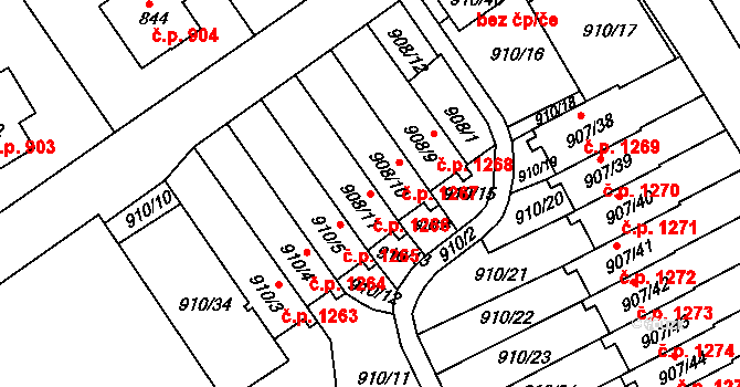 Rychnov nad Kněžnou 1266 na parcele st. 908/11 v KÚ Rychnov nad Kněžnou, Katastrální mapa