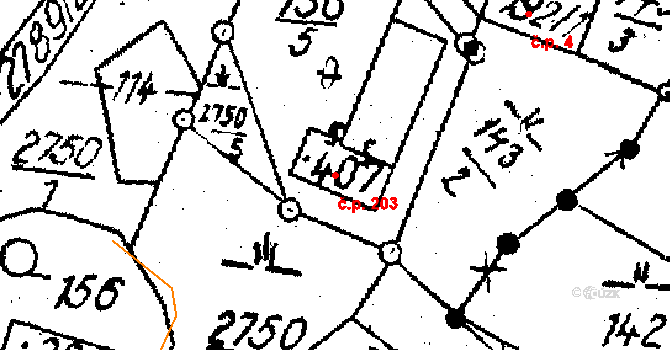 Horní Štěpánov 203 na parcele st. 407 v KÚ Horní Štěpánov, Katastrální mapa