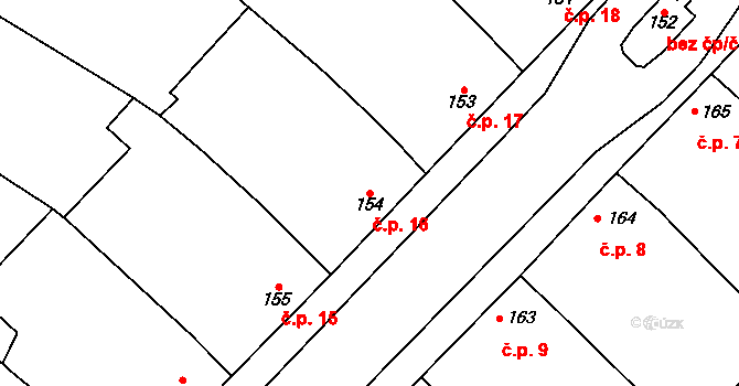Otonovice 16, Hrubčice na parcele st. 154 v KÚ Hrubčice, Katastrální mapa