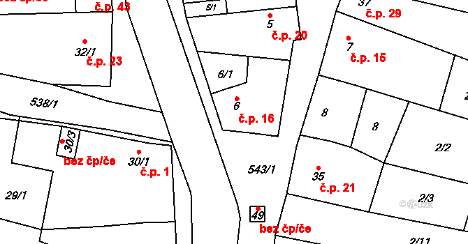 Kobylničky 16, Myslejovice na parcele st. 6 v KÚ Kobylničky, Katastrální mapa