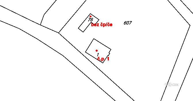 Rytířov 1, Verneřice na parcele st. 1 v KÚ Rytířov, Katastrální mapa