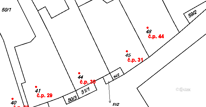 Panská Lhota 31, Brtnice na parcele st. 45 v KÚ Panská Lhota, Katastrální mapa